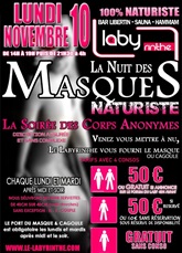 MARDI NATURISTE après midi + soirée (veille de jour férié, close à 4h)