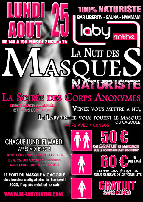 soirée naturiste nudiste composée de couples libertins, femmes seules, et hommes seuls