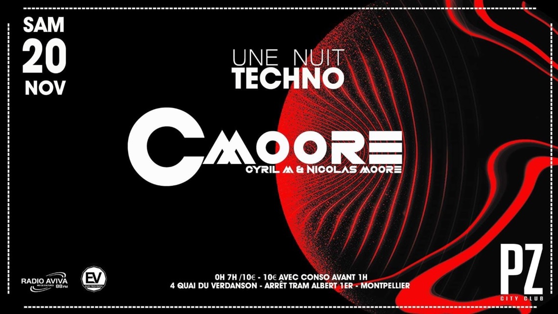 Une Nuit Techno x CmOOre x PZ city club flyer